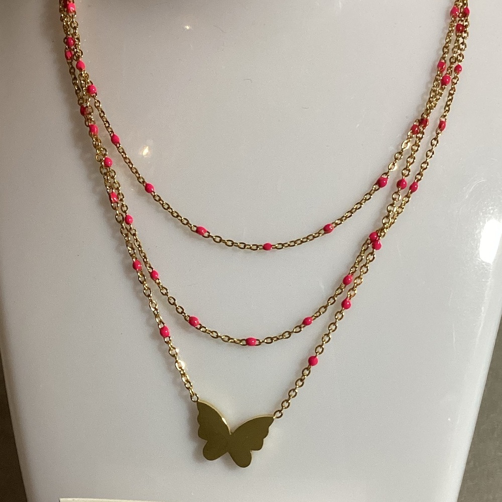 Gold Butterfly Necklace and Earring Set